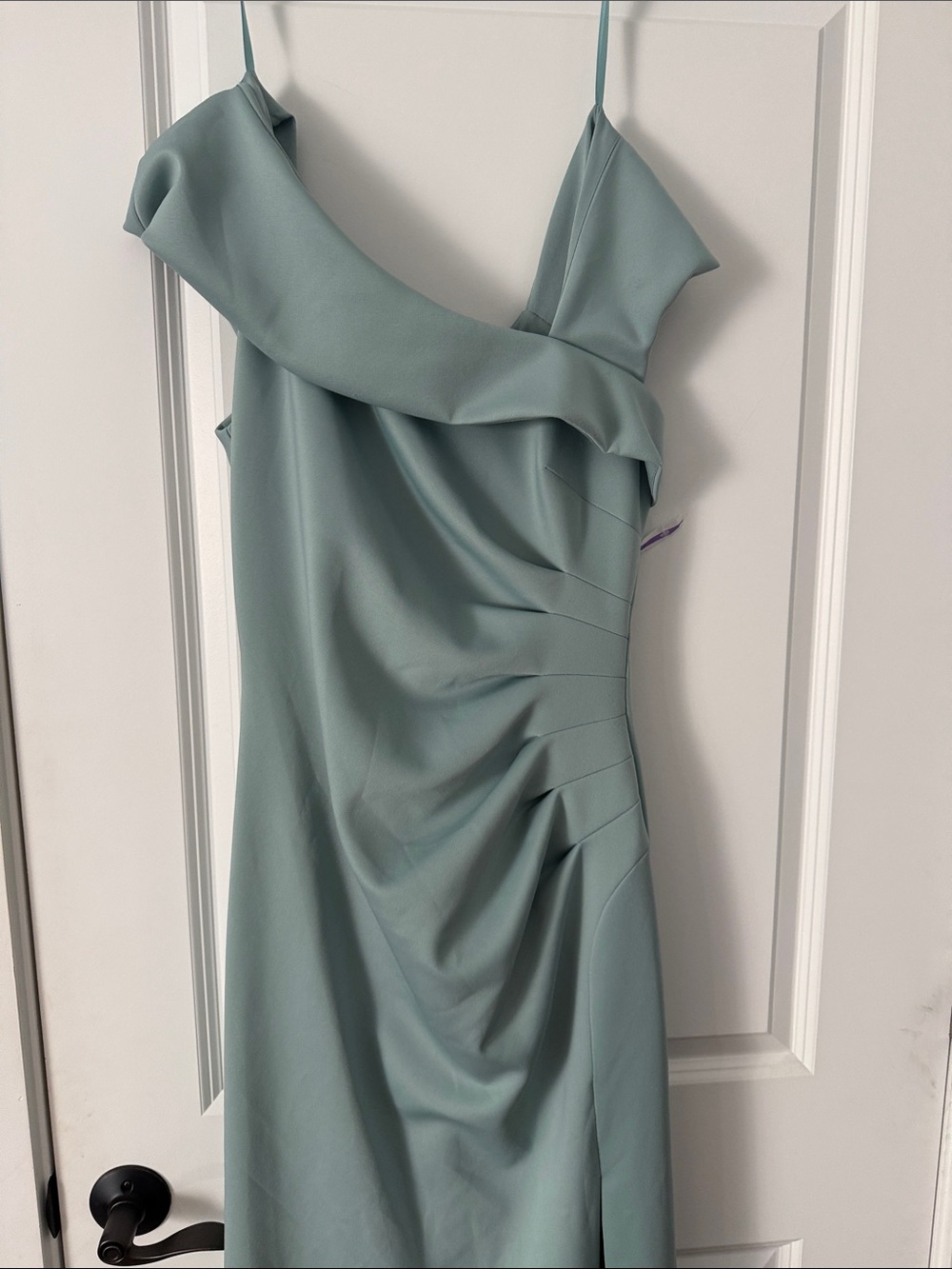 Xscape Evenings Asymmetric Neck Scuba
Knit Trumpet Gown - Picture 6 of 9
